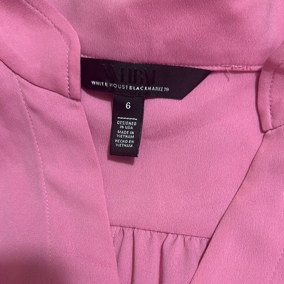White House Black Market Pink Fitted Puff Sleeve Blouse - Picture 5 of 9